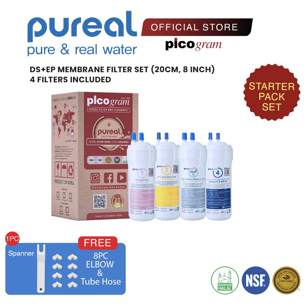 (Free Fitting) 8" Inch/20cm, EP Set, Picogram replacement water filter, Compatible for Fusion Top, King Top, Icon, Iris, Xcel Dispenser, Korea HALAL Filter