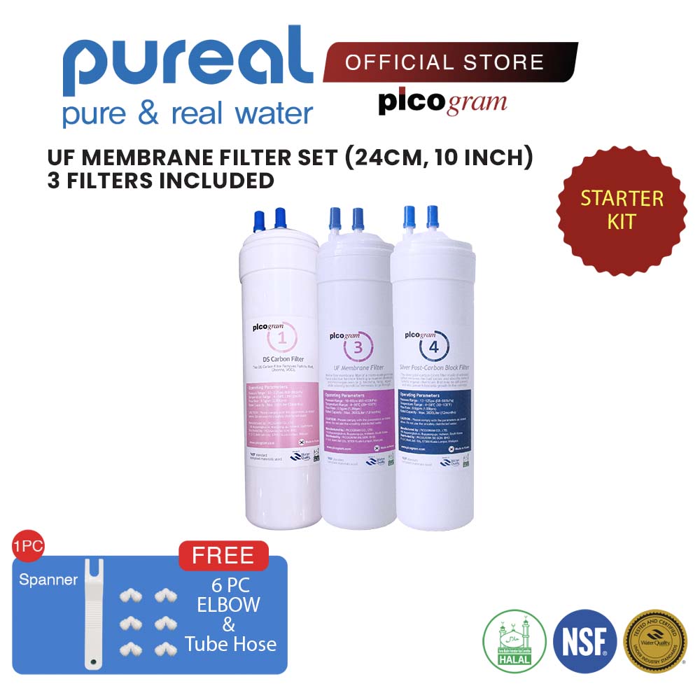 (FREE FITTING) 10" INCH/24CM UF SET, PICOGRAM REPLACEMENT WATER FILTER,