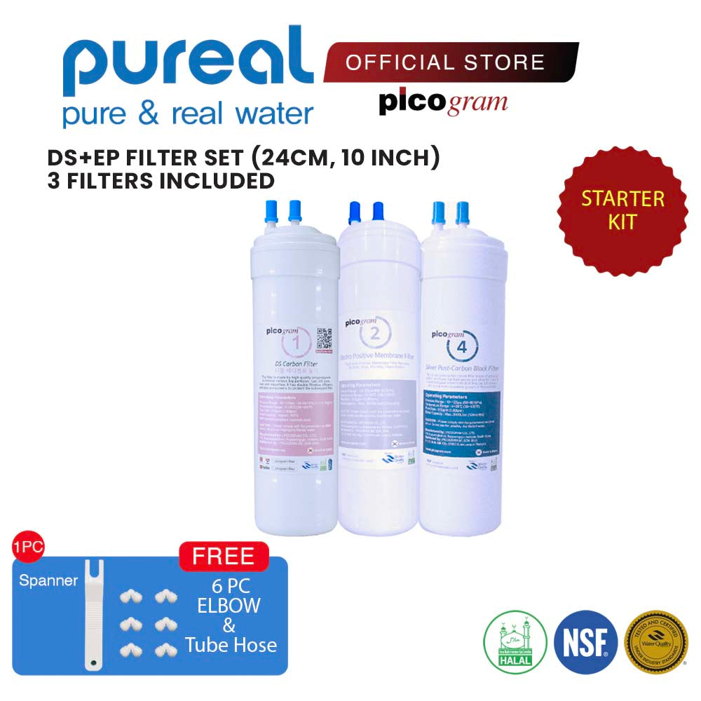 (FREE FITTING) 10" INCH/24CM EP SET, PICOGRAM REPLACEMENT WATER FILTER,