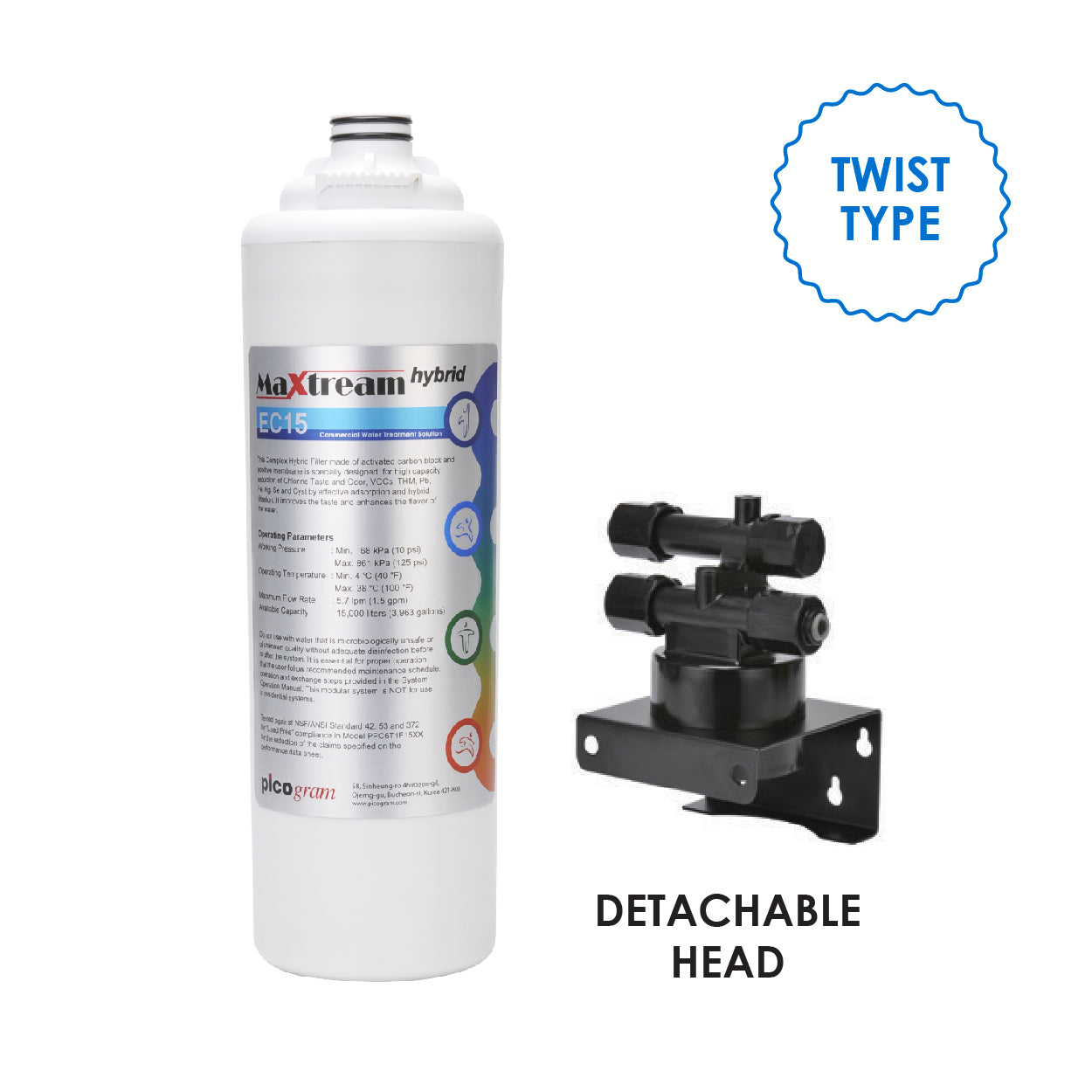 (JAKIM HALAL) Pureal Maxtream Hybrid Commercial Water Purifier Filter Set with 10" Pre-Filter