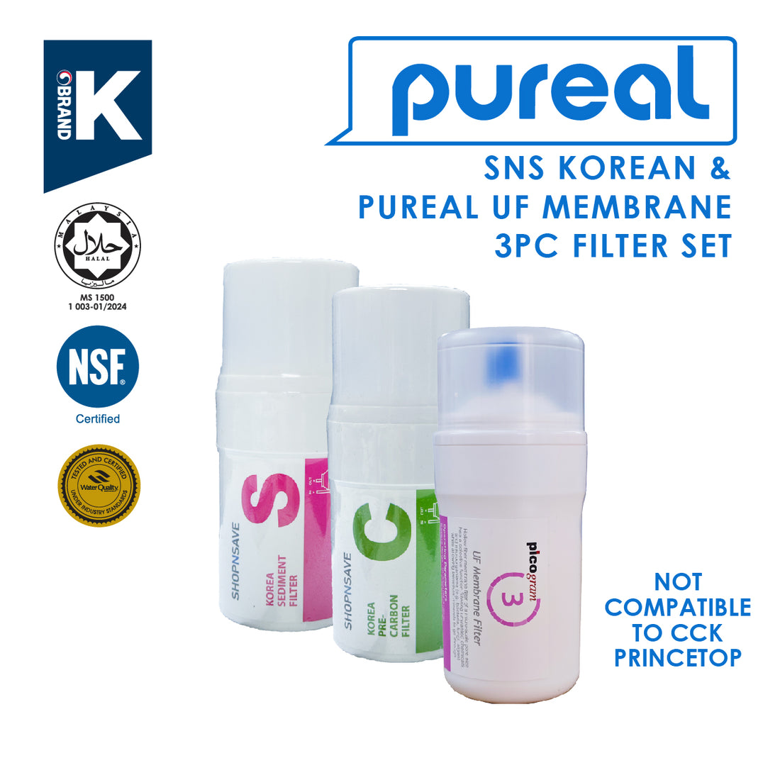 (JAKIM HALAL) Picogram 4" Water Filter Cartridge Compatible to SK, Cuckoo & OEM Water Purifier