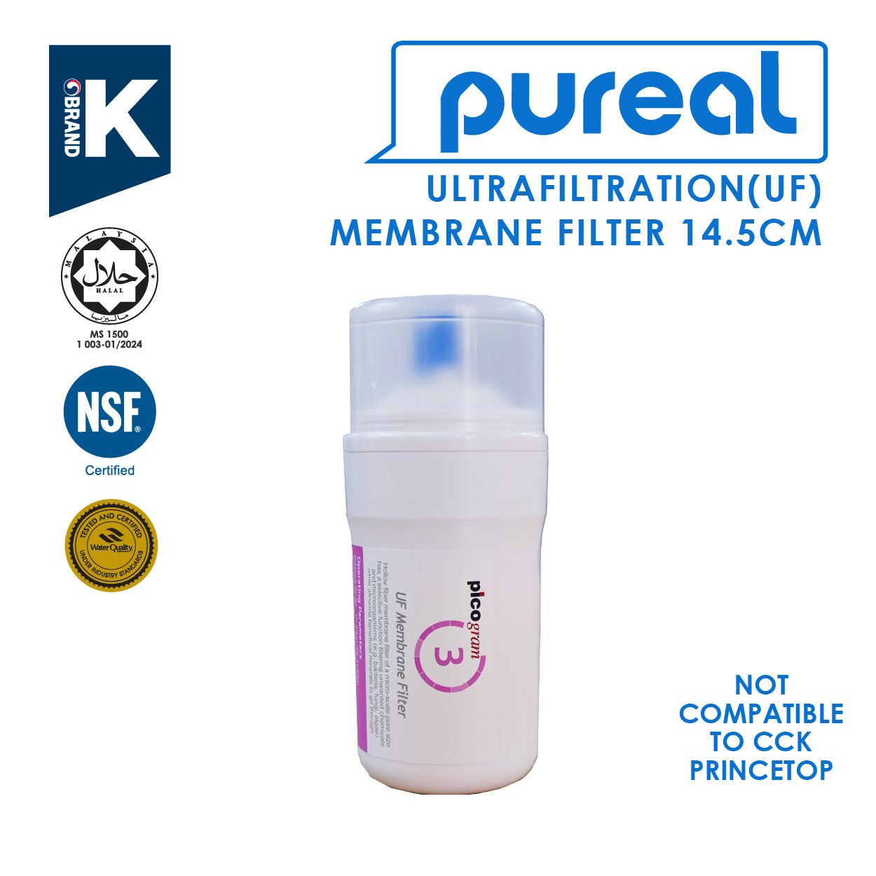 (JAKIM HALAL) Picogram 4" Water Filter Cartridge Compatible to SK, Cuckoo & OEM Water Purifier