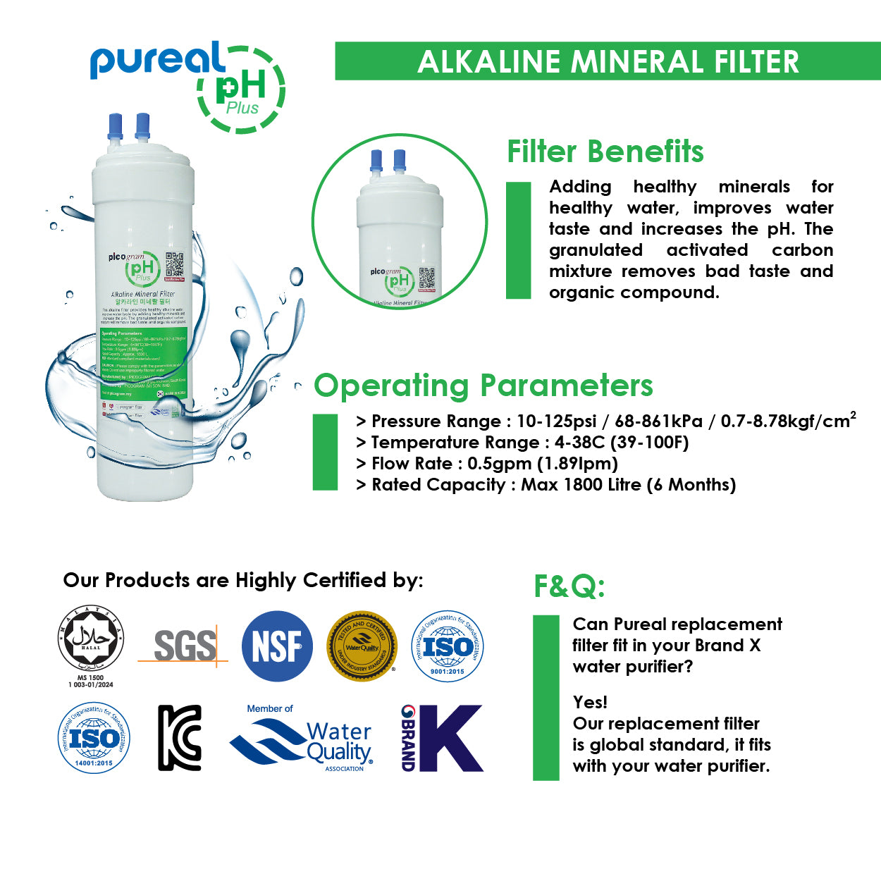 (JAKIM HALAL) Pureal Picogram Nano Alkaline Antioxidant Water Purifier Undersink System