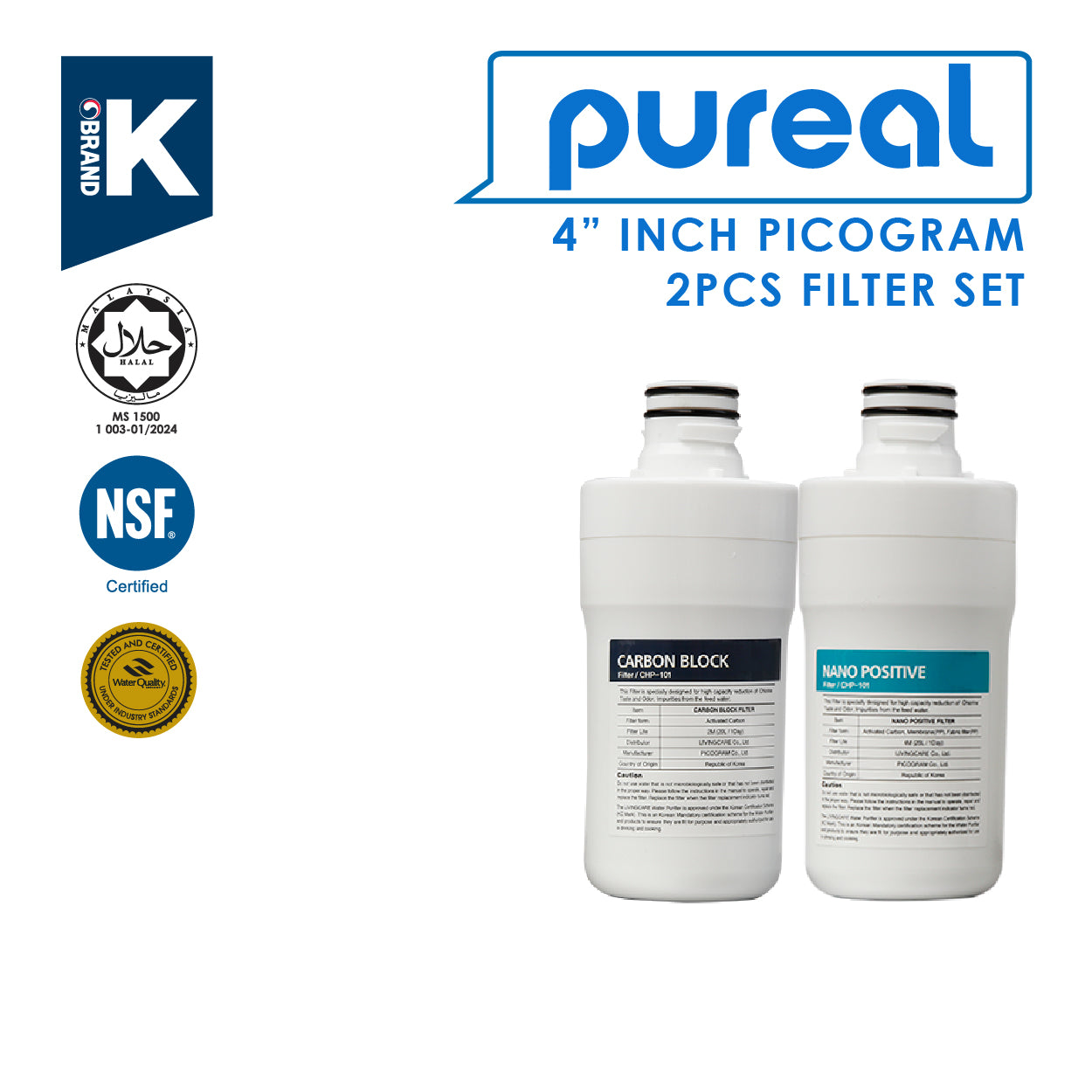 Picogram 4" Filter Compatible To Ioncare, Livingcare Jewel