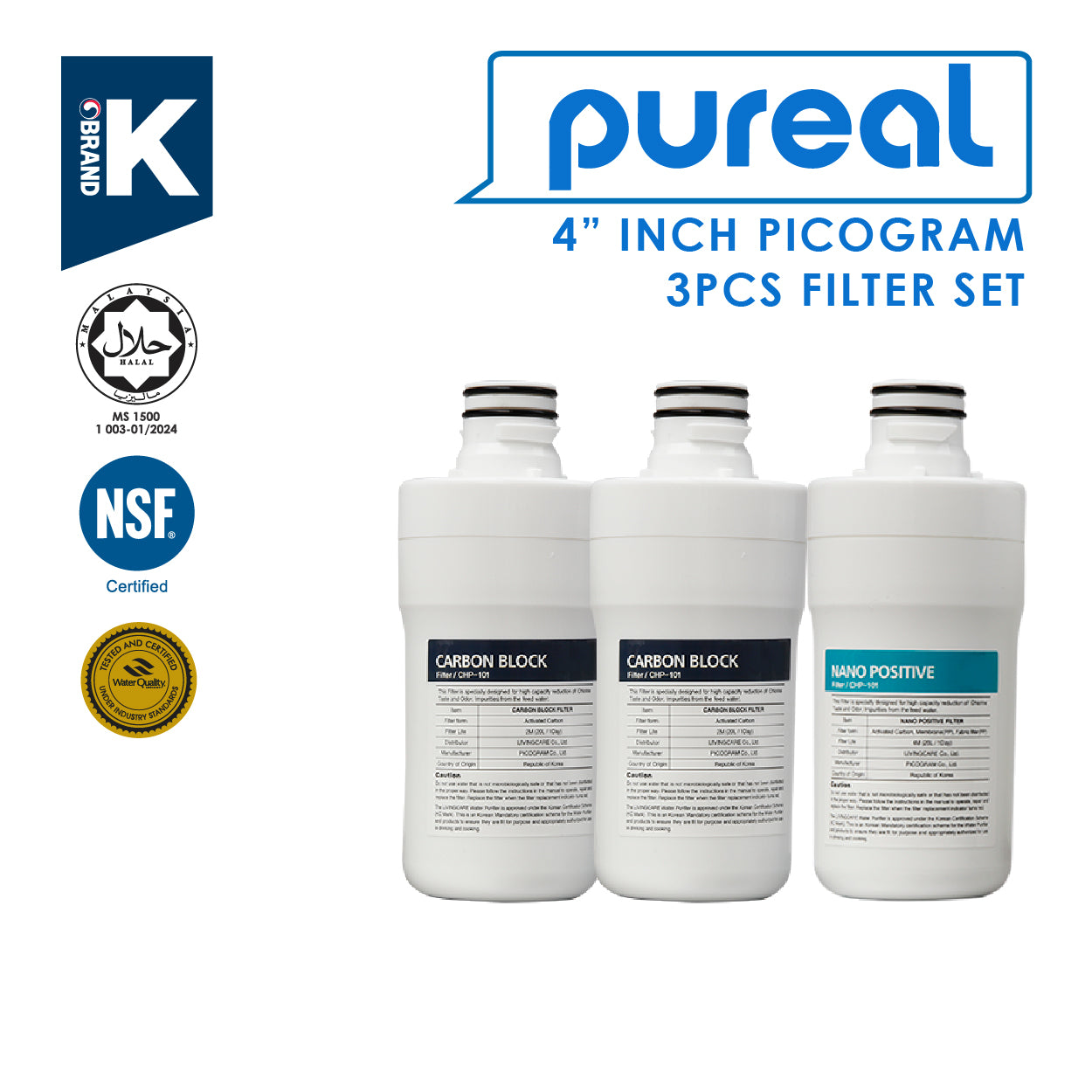 Picogram 4" Filter Compatible To Ioncare, Livingcare Jewel