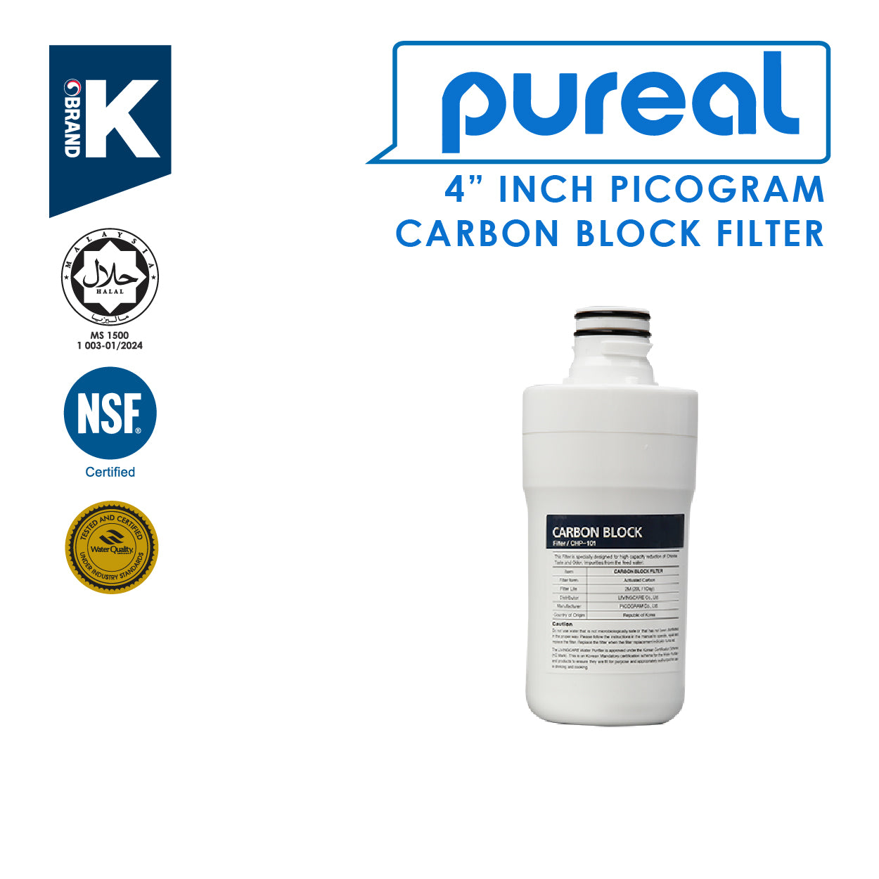 Picogram 4" Filter Compatible To Ioncare, Livingcare Jewel