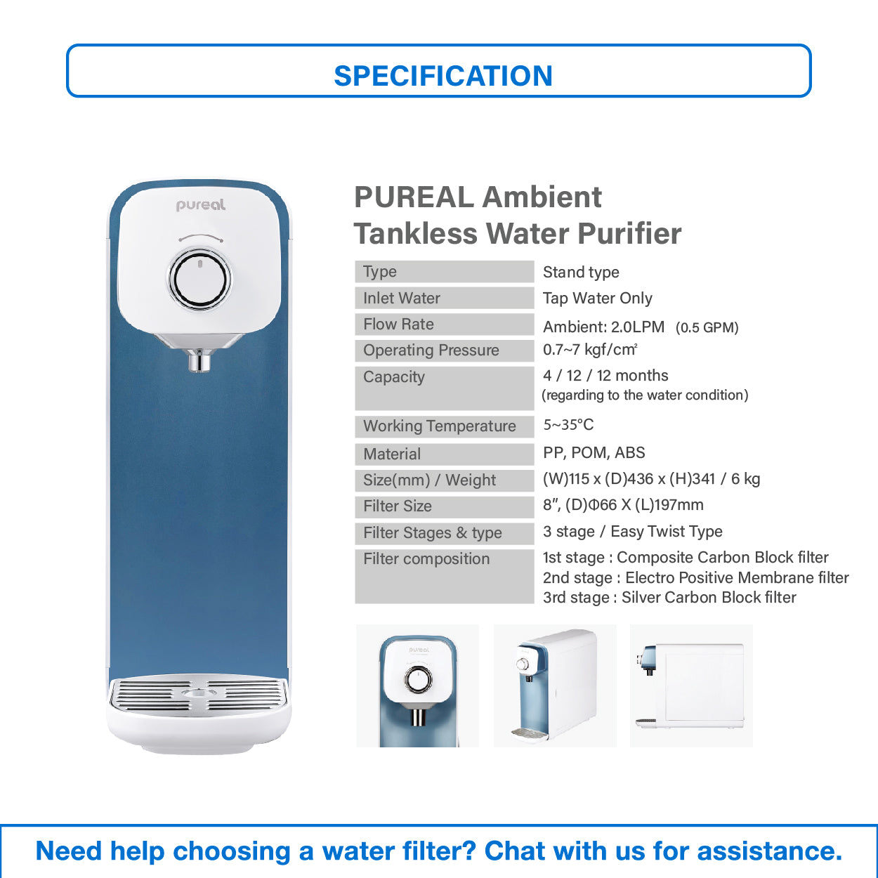 (JAKIM HALAL) Pureal Standard PPA100 Ambient Water Purifier System