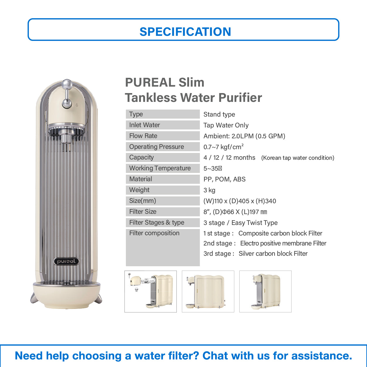 (JAKIM HALAL) Pureal Slim PPA300 Drinking Water Purifier System