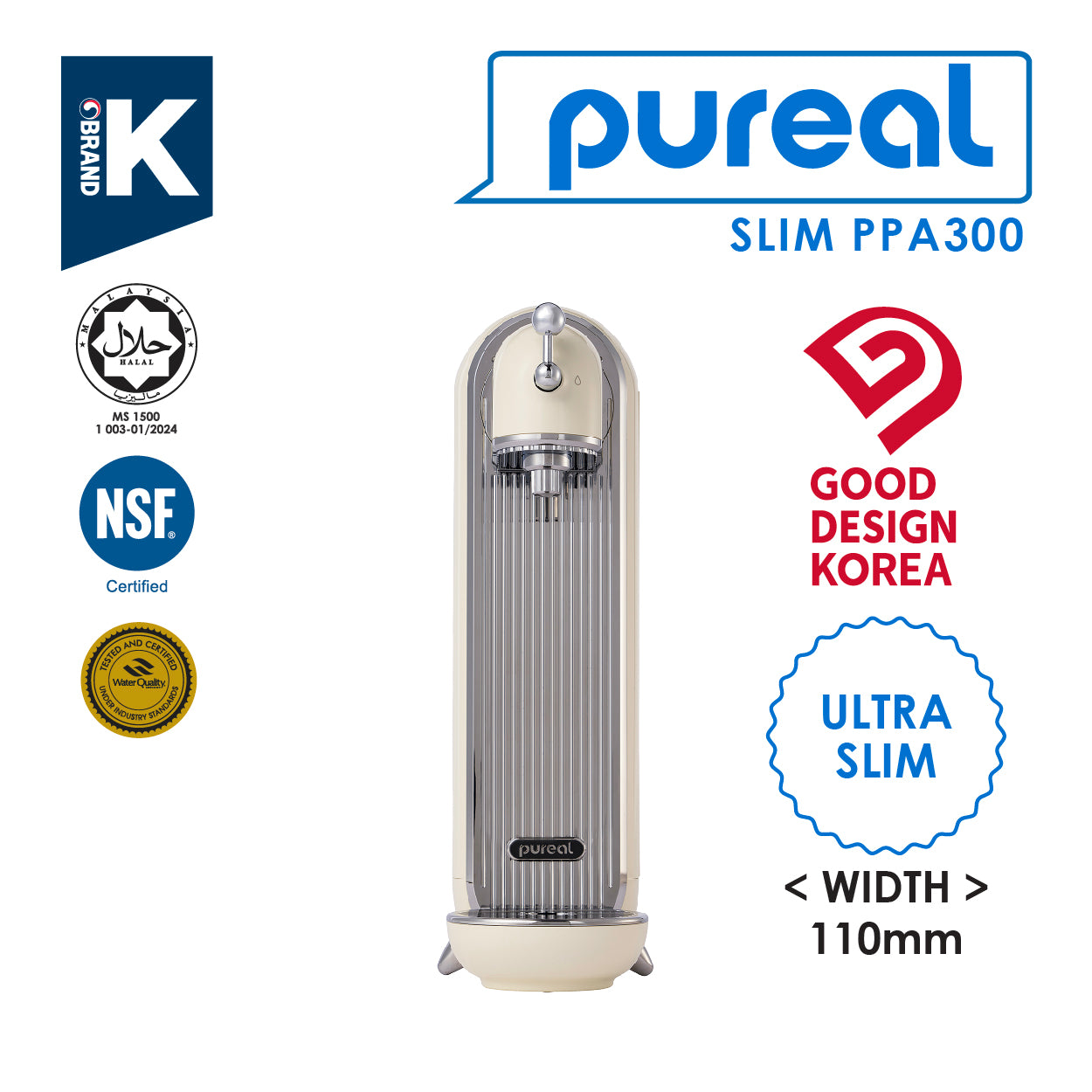 (JAKIM HALAL) Pureal Slim PPA300 Drinking Water Purifier System