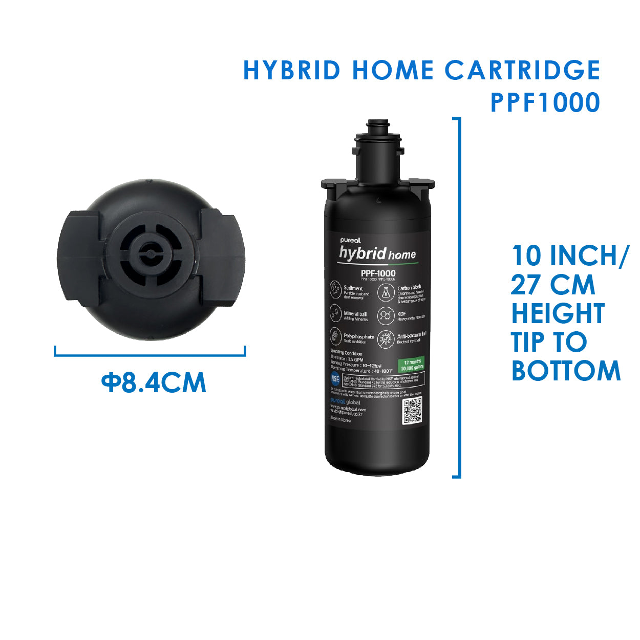 (JAKIM HALAL) Pureal Hybrid Home Carbon Block Cartridge PPF-1000 Compatible Everpure / Bevguard / AQUAMOR / Paragon