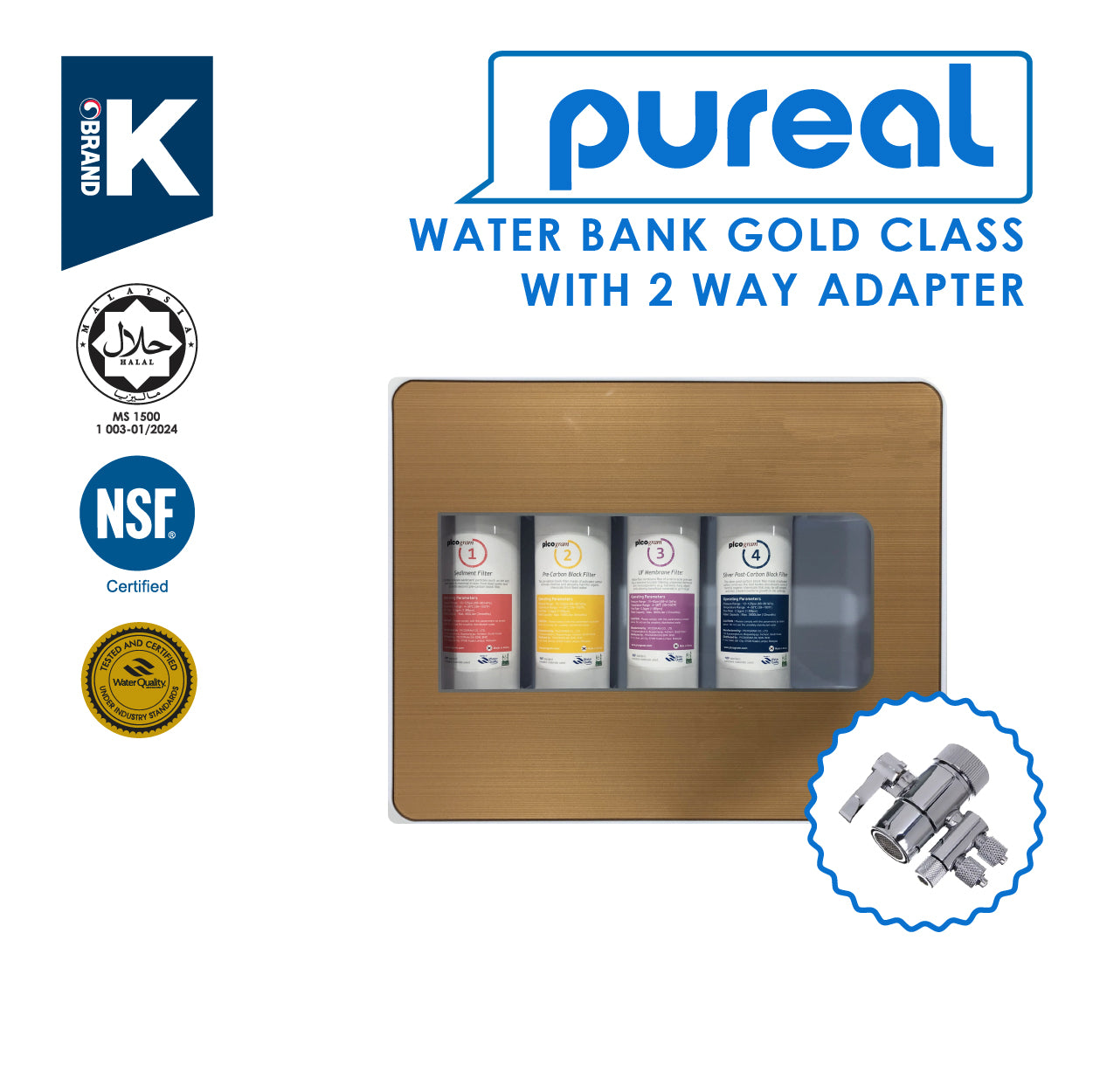 JAKIM HALAL | Pureal | Desktop/Countertop | 4Stage | Ultrafiltration | Water Filter | 2 Way Adapter