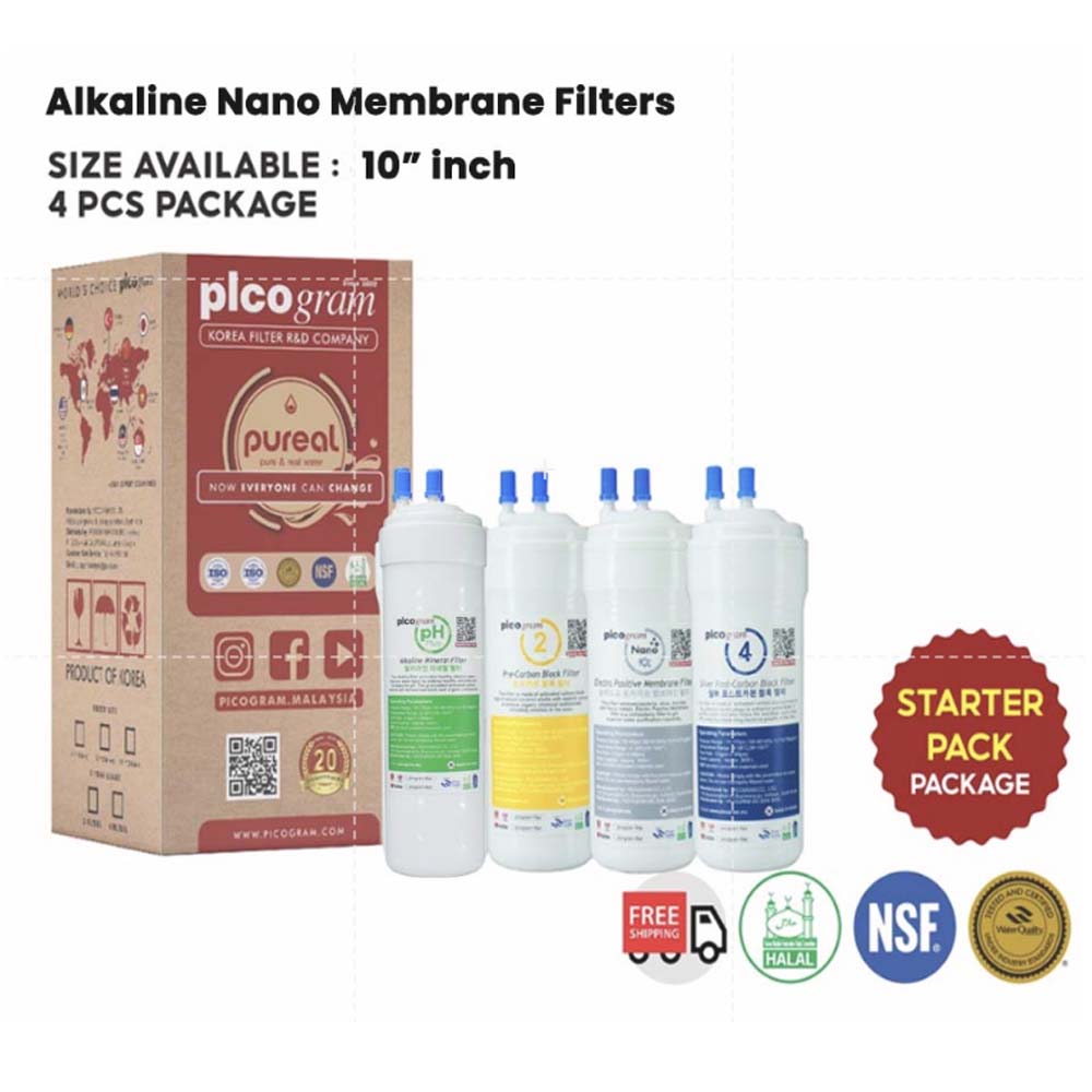 Picogram Alkaline PH Nano / Electro Positive Membrane Replacement Filters (4 Pieces / Set)