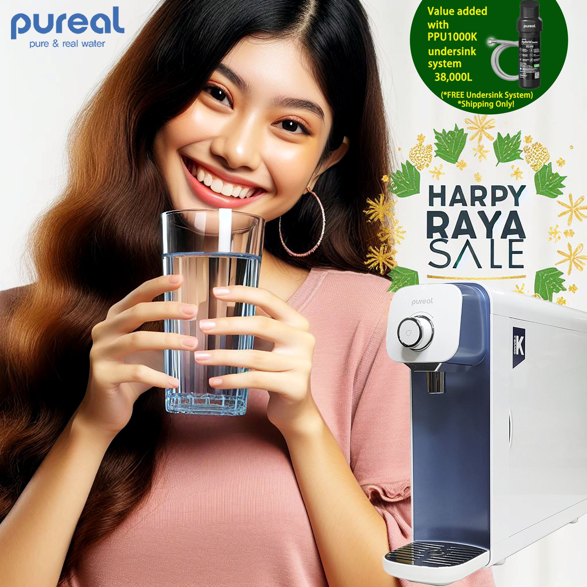 (Halal Certified, FREE 5 eXtra Filters) Korea Pureal Tankless PPA100 Water Purifier Removes Virus, Chemical Heavy Metal