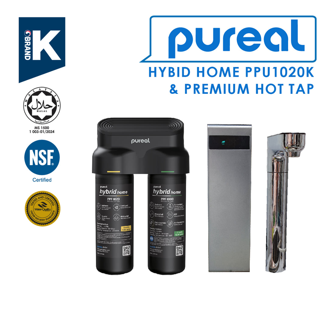[FREE INSTALLATION](JAKIM HALAL) Pureal Hybrid Home PPU-1020K Undersink with Instant Hot Tap