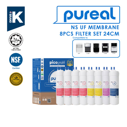 (JAKIM HALAL) Pureal Picogram 20cm NS UF/NANO EP Water Filter Cartridges 8pcs compatible to coway/cuckoo