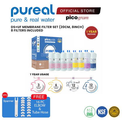 (Free Fitting) 8&quot; Inch/20cm, 8PCS UF Set, Picogram replacement water filter, Compatible for Fusion Top, King Top, Icon, Iris, Xcel Dispenser, Korea HALAL Filter