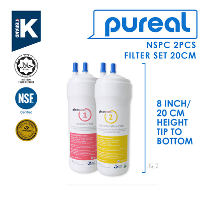 (JAKIM HALAL) Pureal Picogram 20cm NS UF/NANO EP Water Filter Cartridges 4pc compatible to coway/cuckoo