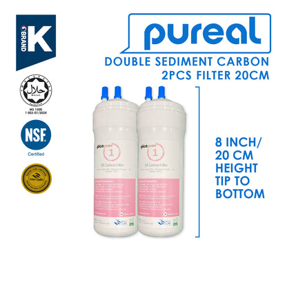 (JAKIM HALAL) Pureal Picogram 20cm DS UF/NANO EP Water Filter Cartridges 3pc compatible to coway/cuckoo