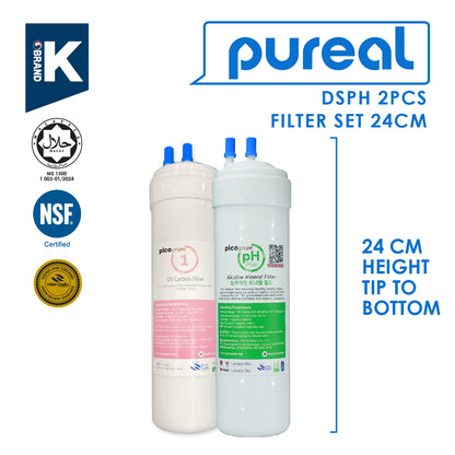 (JAKIM HALAL) Pureal Picogram 24cm NANO ALKALINE Water Filter Cartridges 4pcs Compatible to Midea