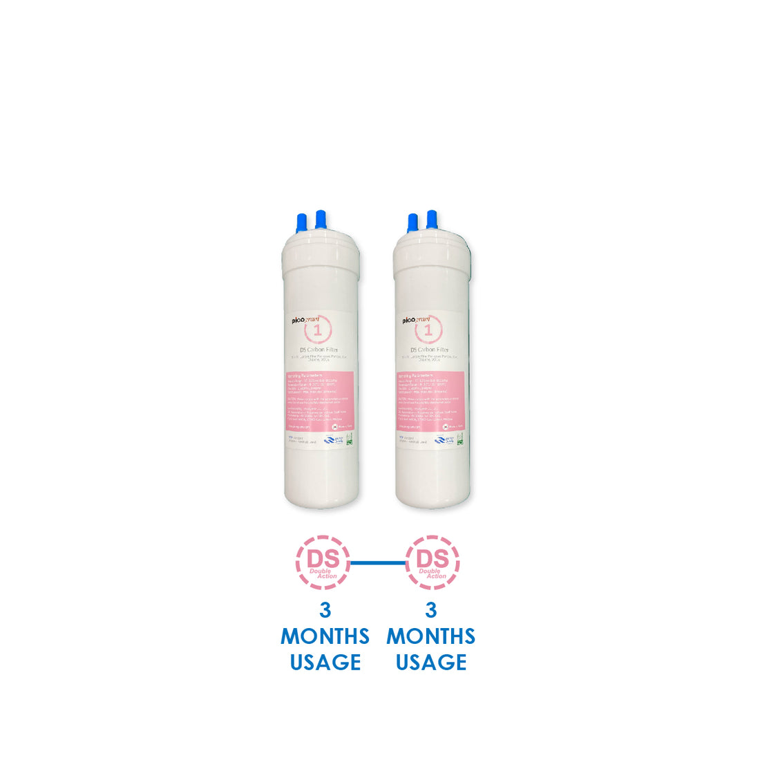 (JAKIM HALAL) Pureal Picogram 24cm Double Sediment (DS) Carbon Water Filter Cartridge 2pc Set