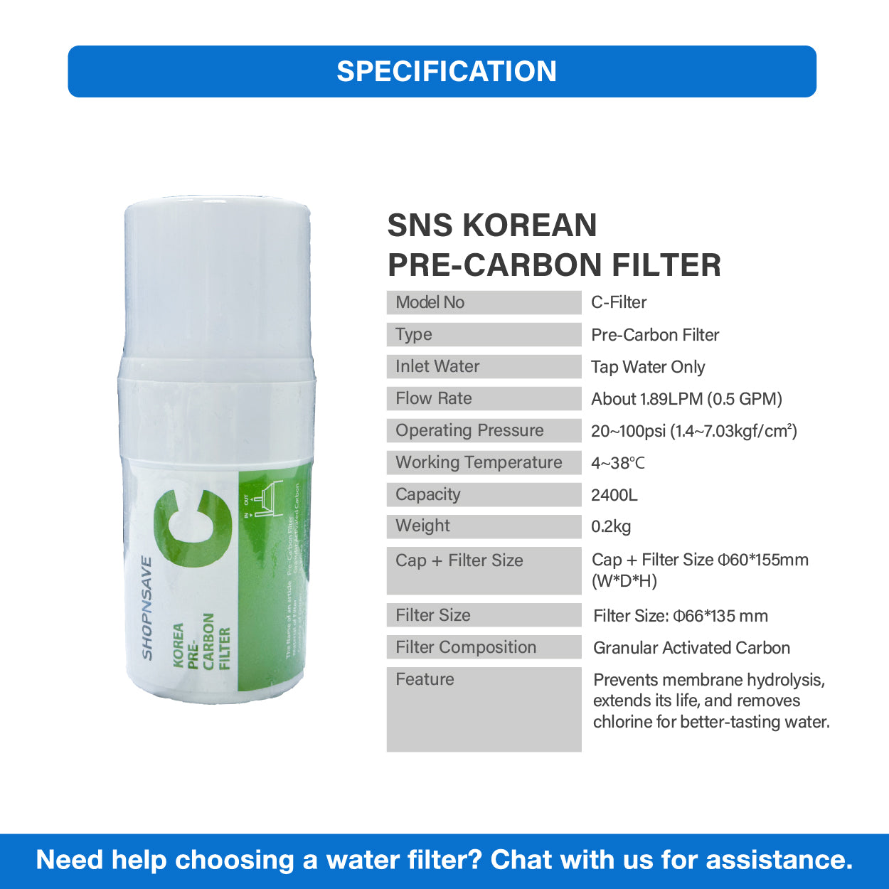 (JAKIM HALAL) Picogram 4&quot; Water Filter Cartridge Compatible to SK, CCK &amp; OEM Water Purifier