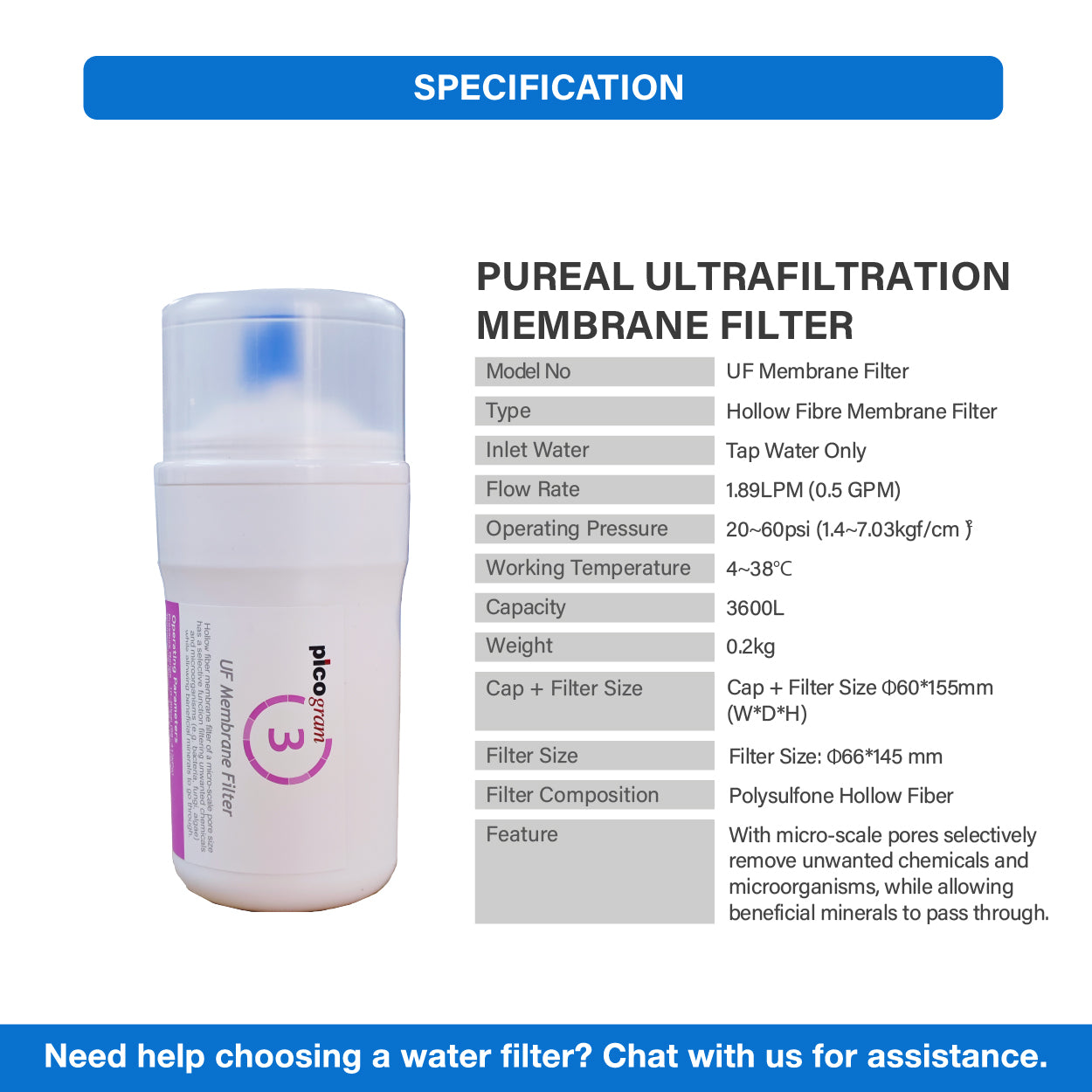(JAKIM HALAL) Picogram 4&quot; Water Filter Cartridge Compatible to SK, CCK &amp; OEM Water Purifier
