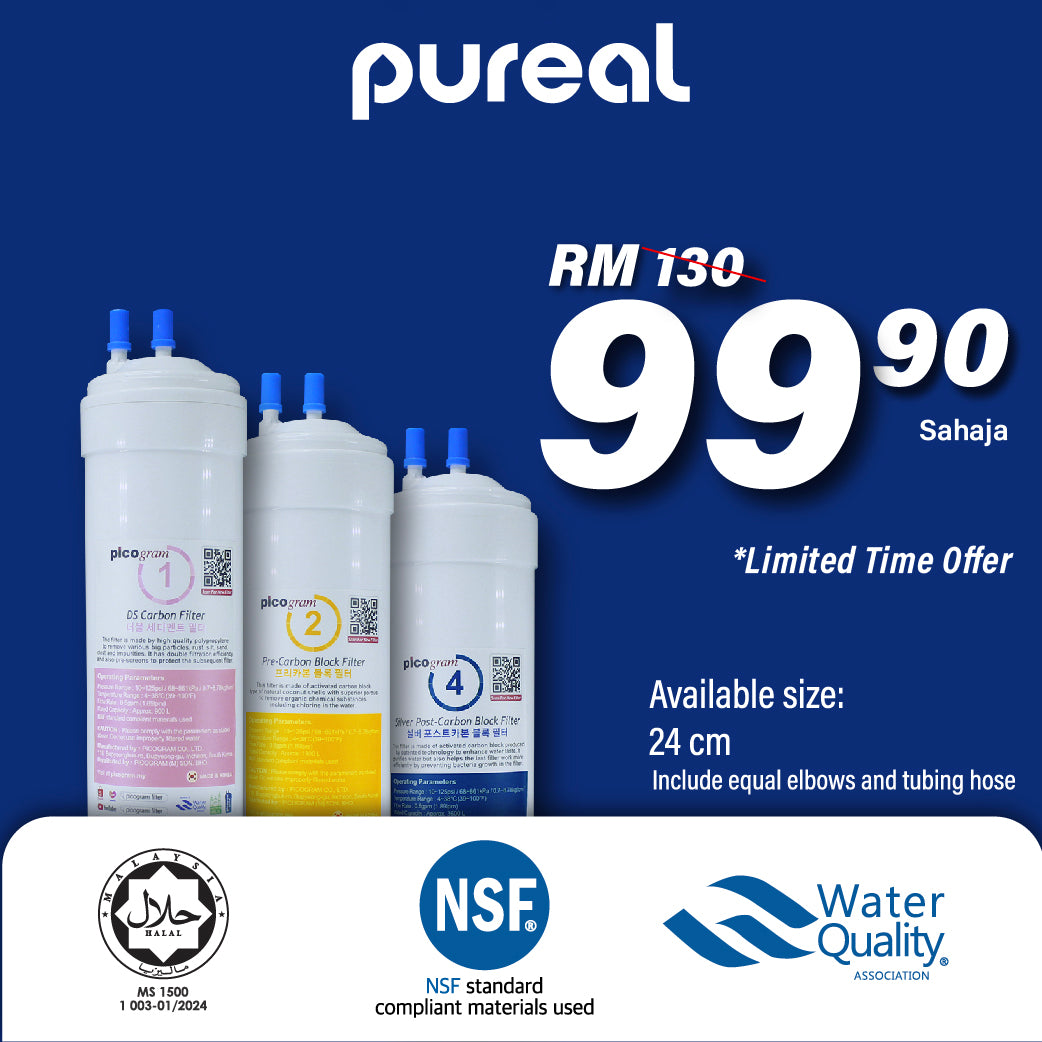 (JAKIM HALAL) Pureal Picogram 24cm DS/PC/SP Water Filter Cartridges Compatible for Midea &amp; etc