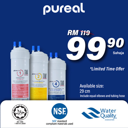 (JAKIM HALAL) Pureal Picogram 29cm NS/PC/SP Water Filter Cartridges 3pc Compatible for Midea