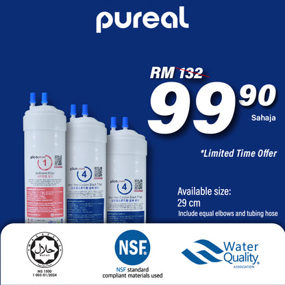 (JAKIM HALAL) Pureal Picogram 29cm NS Dual Anti-bac Carbon Filter Cartridges Compatible for Midea