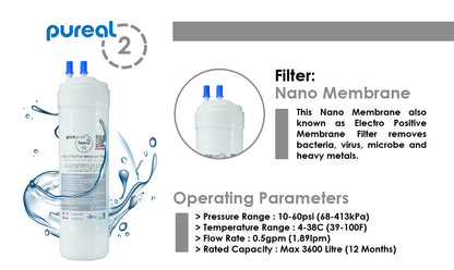 (JAKIM HALAL) Pureal Picogram 20cm NS NANO EP Water Filter Cartridges 3pc compatible to coway/cuckoo