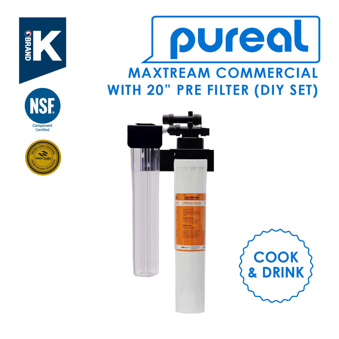 [Clearance] PUREAL 2Stage Maxtream Commercial Water Purifier Filter with 20"Prefilter | Cook &amp; Drink