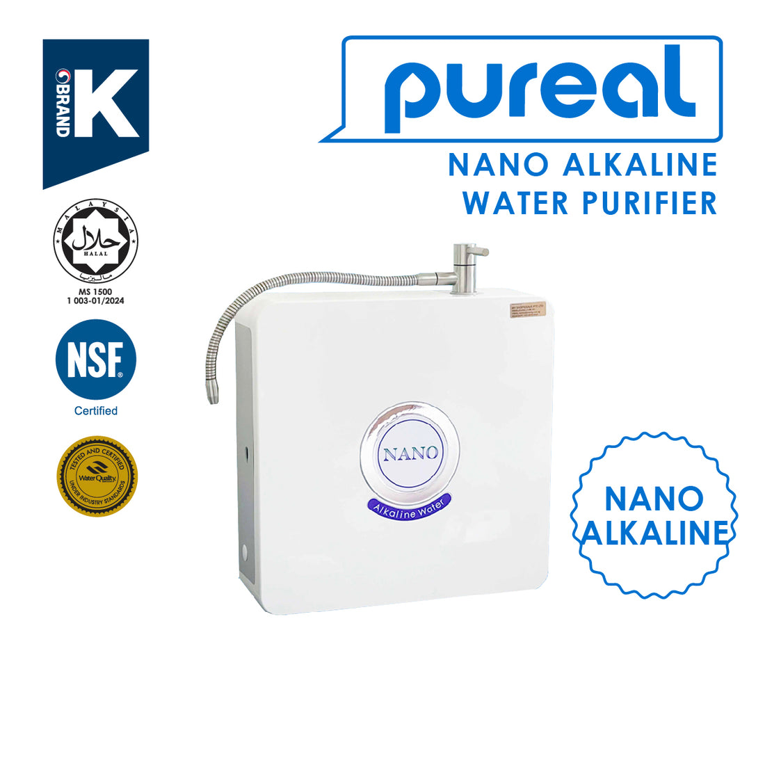 (JAKIM HALAL) Pureal Nano Alkaline Water Purifier - Remove Virus, Bacterial & Lead