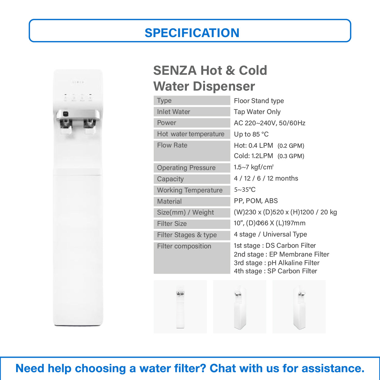 JAKIM HALAL | Senza x Pureal | Floor Stand | 4 Stage | Nano Alkaline | Hot &amp; Cold | Water Dispenser (Copy)