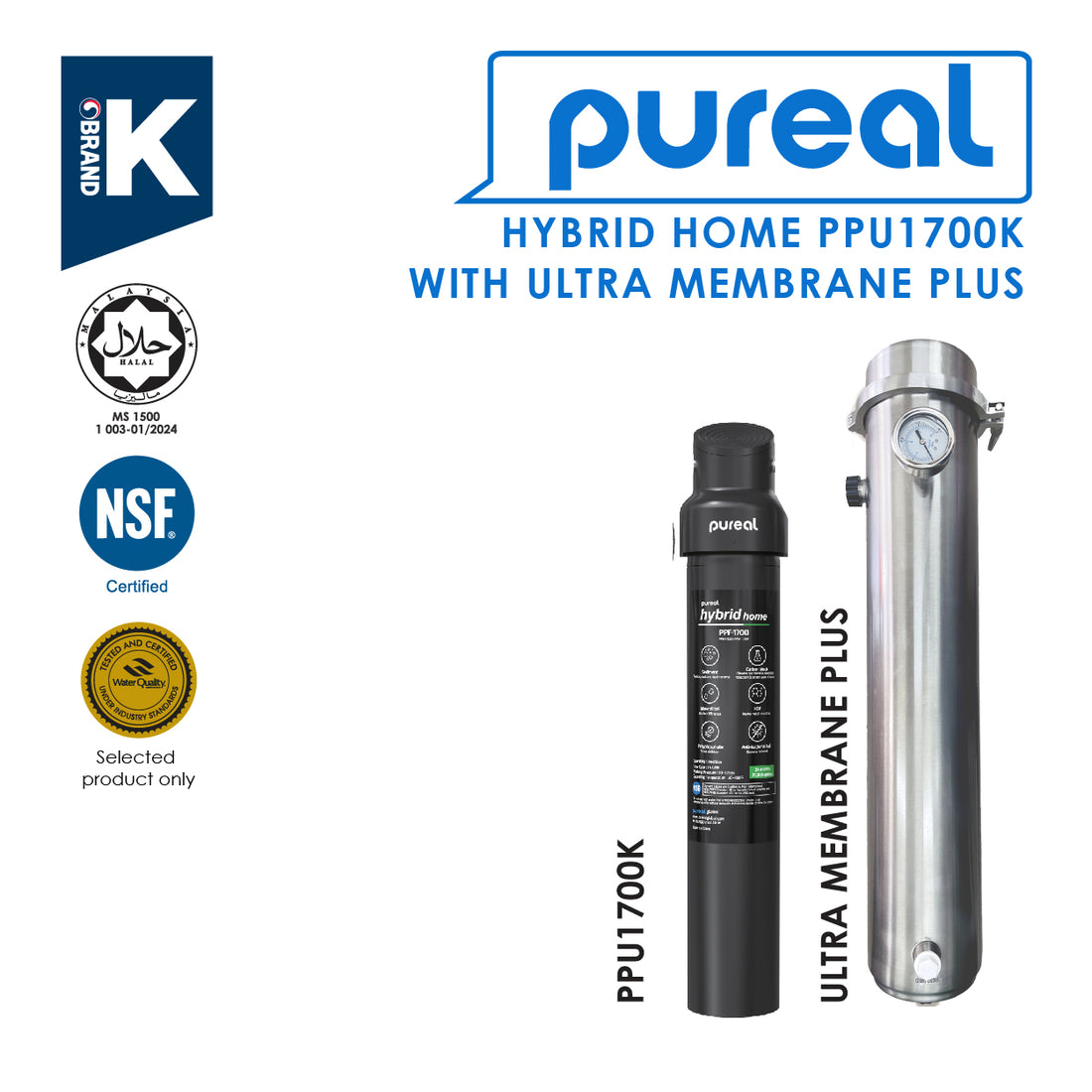 [FREE INSTALLATION](JAKIM HALAL) Pureal Hybrid Home PPU-1700K Undersink + Ultra Membrane PLUS Filtration