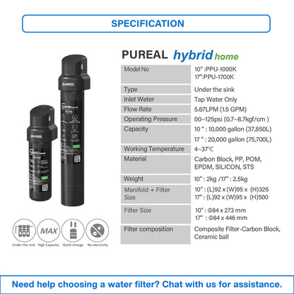 [FREE INSTALLATION](JAKIM HALAL) Pureal Hybrid Home PPU-1700K Undersink + Ultra Membrane PLUS Filtration