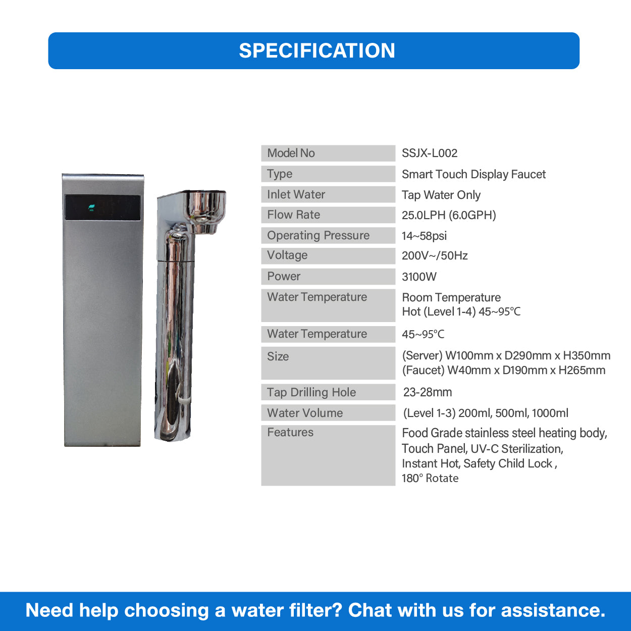 [FREE INSTALLATION](JAKIM HALAL) Pureal PPU 200 Undersink Water Filter with Instant Hot Tap