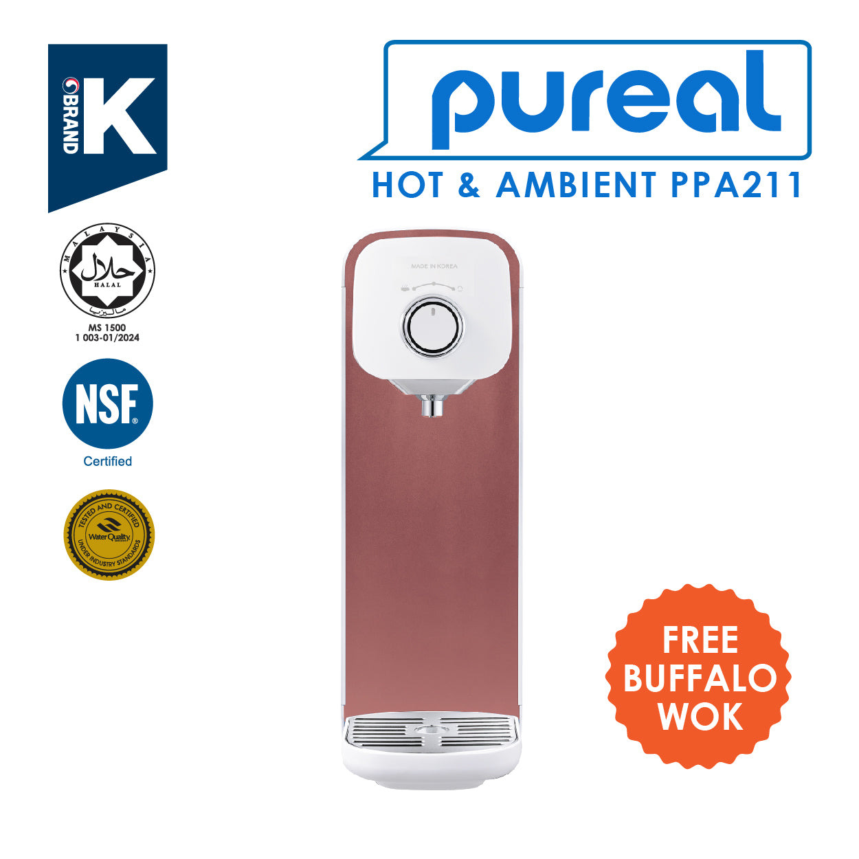 [FREE BUFFALO WOK](JAKIM HALAL) Pureal Hot &amp; Ambient PPA2111 Drinking Water Dispenser