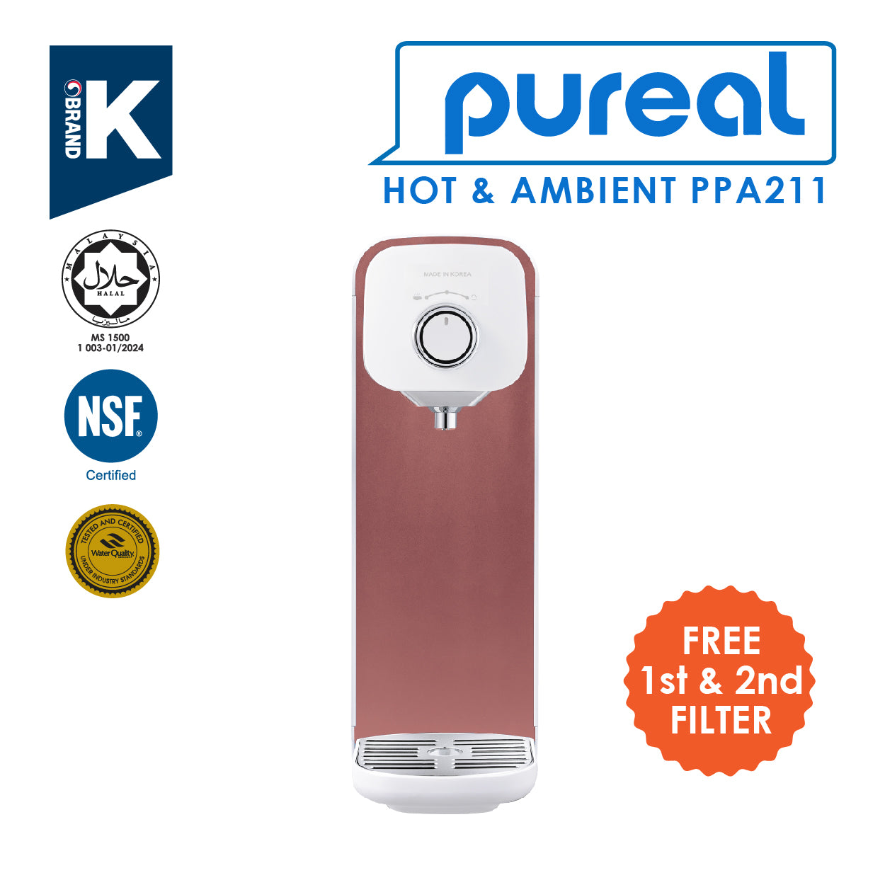 (JAKIM HALAL) Pureal Hot &amp; Ambient PPA2111 Drinking Water Dispenser