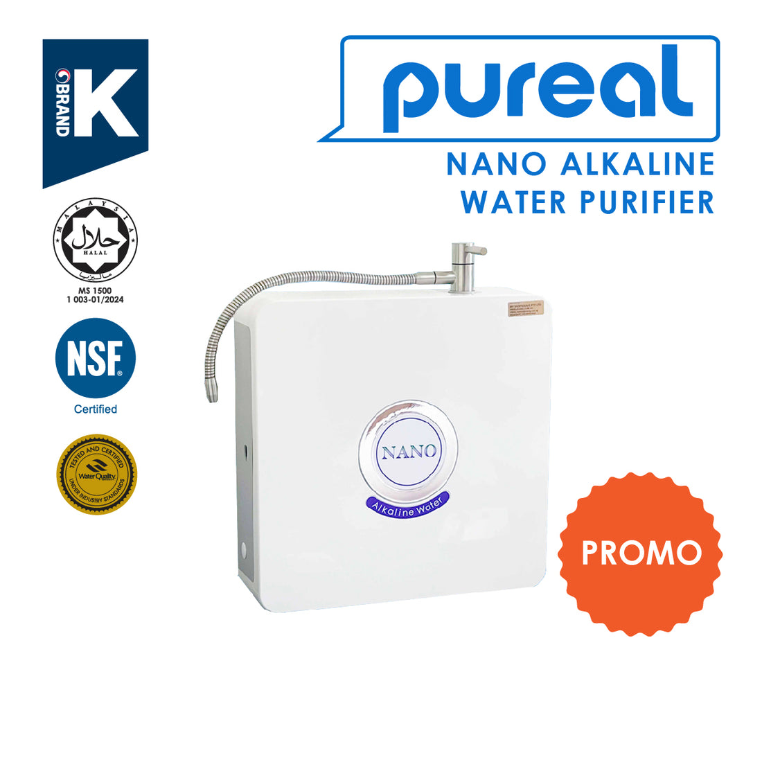 (JAKIM HALAL) Pureal Nano Alkaline Water Purifier - Remove Virus, Bacterial &amp; Lead