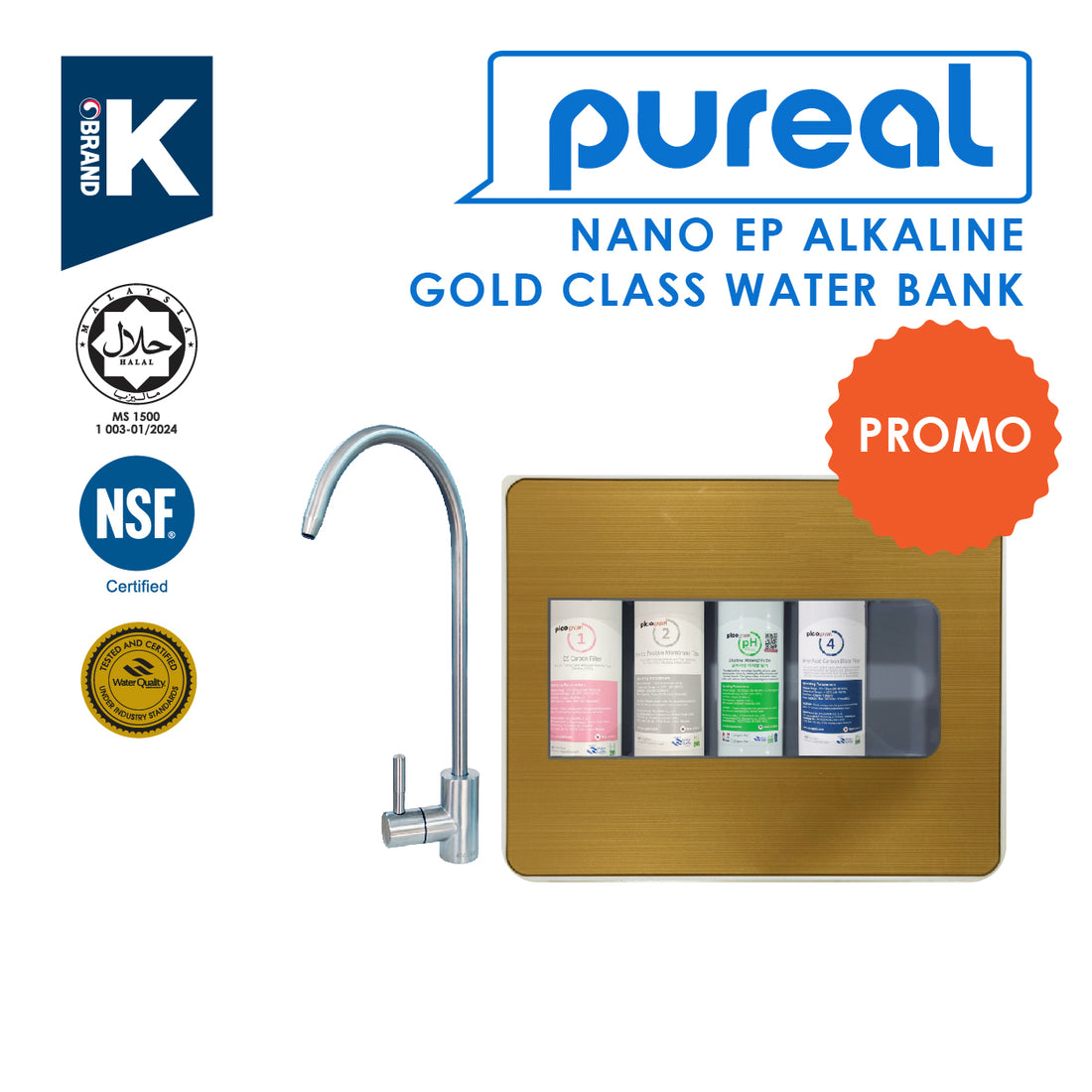 (JAKIM HALAL) Pureal Picogram Nano Alkaline Antioxidant Water Purifier Undersink System