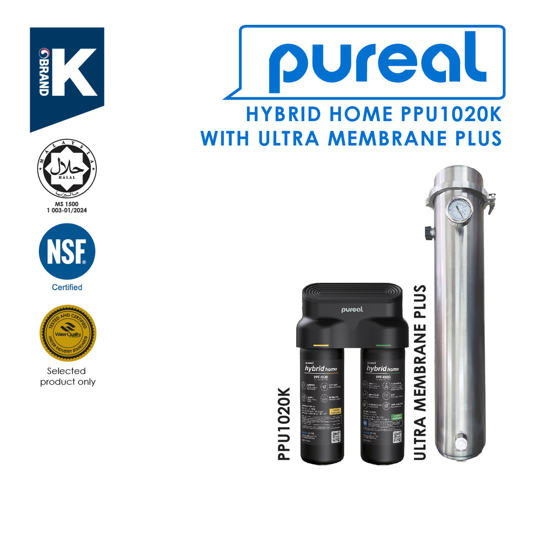 (JAKIM HALAL) Pureal Hybrid Home PPU-1020K Undersink + Ultra Membrane PLUS Filtration