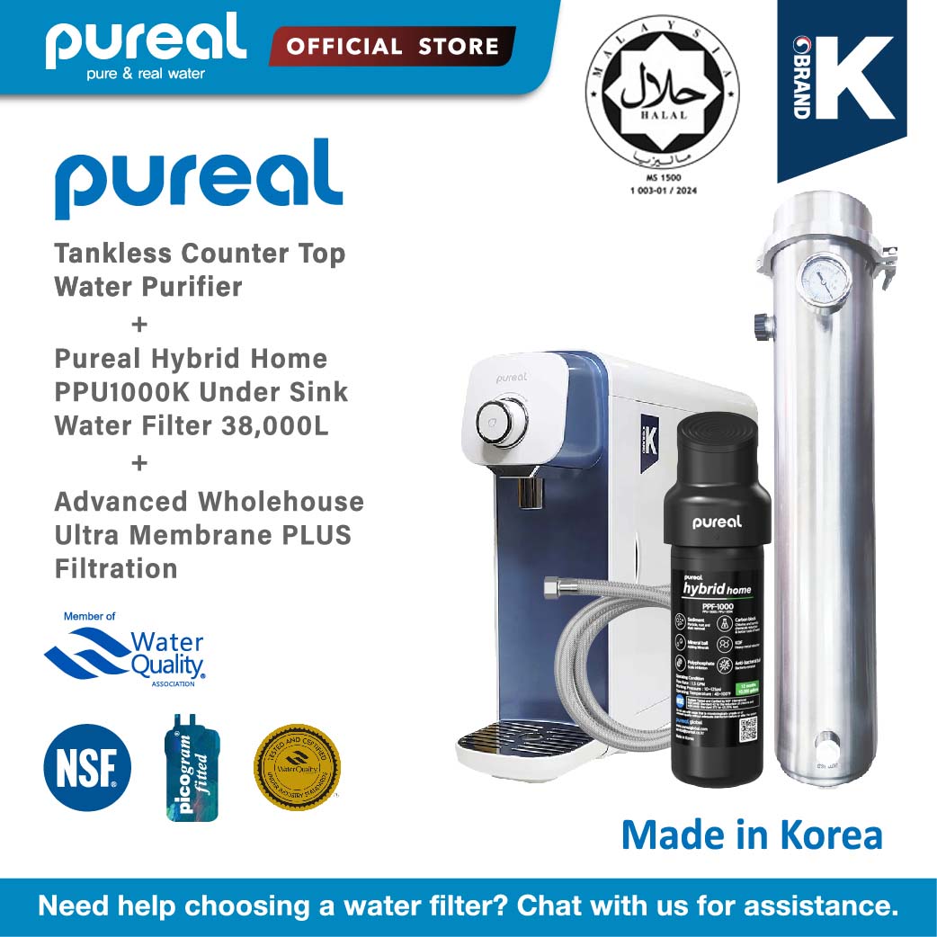 (FREE Installation) Pureal PPA100 &amp; Hybrid Home Water Purifier + Advanced Wholehouse Ultra Membrane PLUS Filtration System - Featuring PVDF Technology with 0.01 Micron Superior Clarity Rating