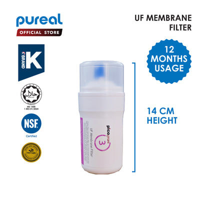 (JAKIM HALAL) Pureal Picogram 14cm UF Water Filter Cartridges 3pc compatible to Filken &amp; SK