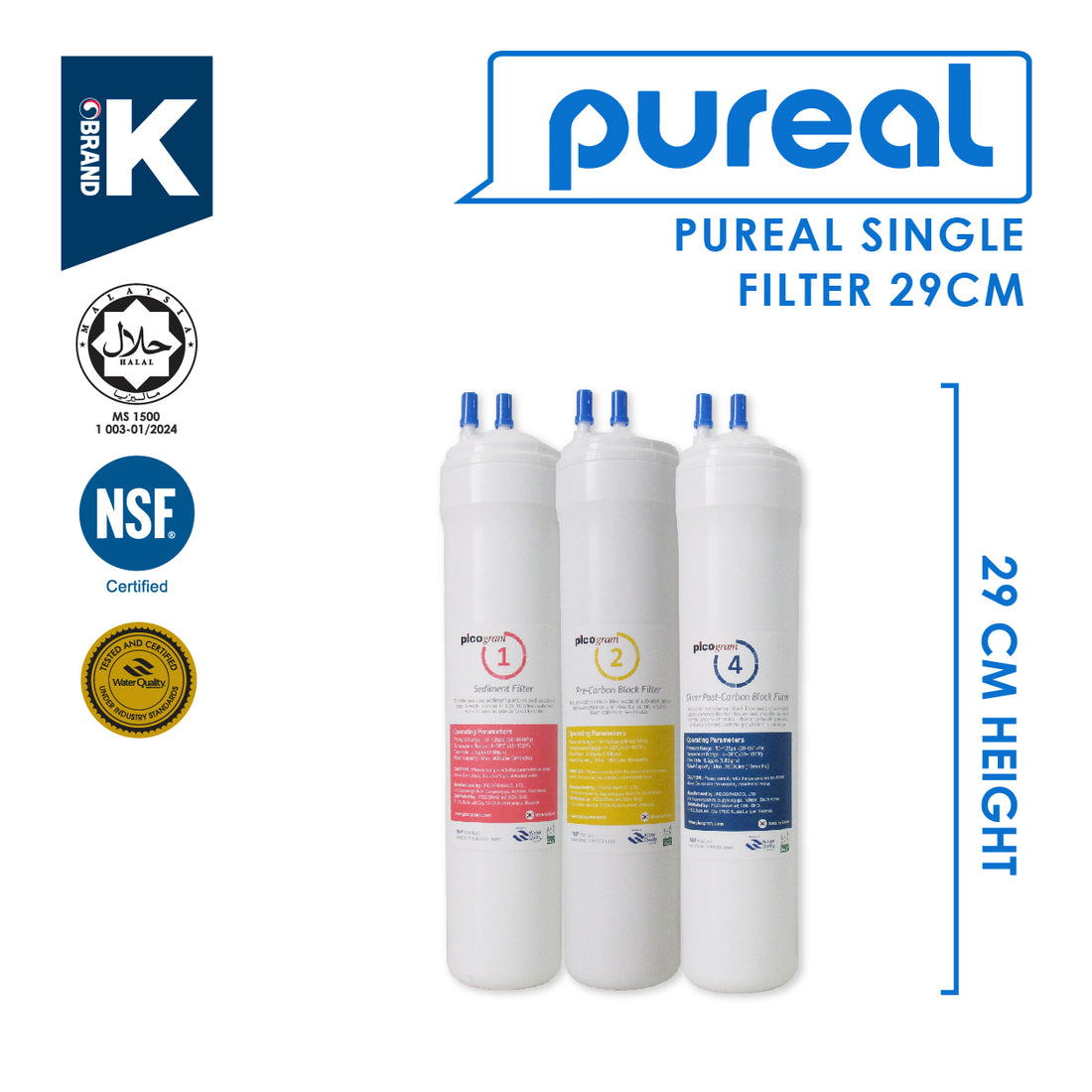 (JAKIM HALAL) Pureal Picogram 29cm Replacement Filter Water Filter compatible to cuckoo stand