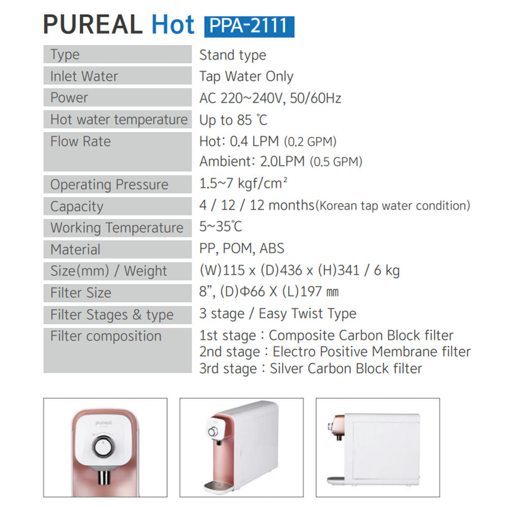 Pureal Hot &amp; Ambient Water Purifier *FREE Premium Air Purifier | OR |  5 FILTERS FOR 2ND YEARS