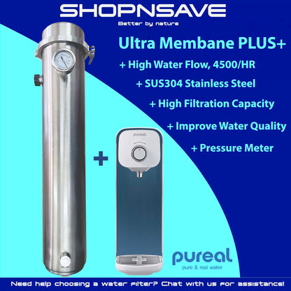 (FREE Installation!) Pureal Water Purifier + Advanced Wholehouse Ultra Membrane PLUS Filtration System - Featuring PVDF Technology with 0.01 Micron Superior Clarity Rating